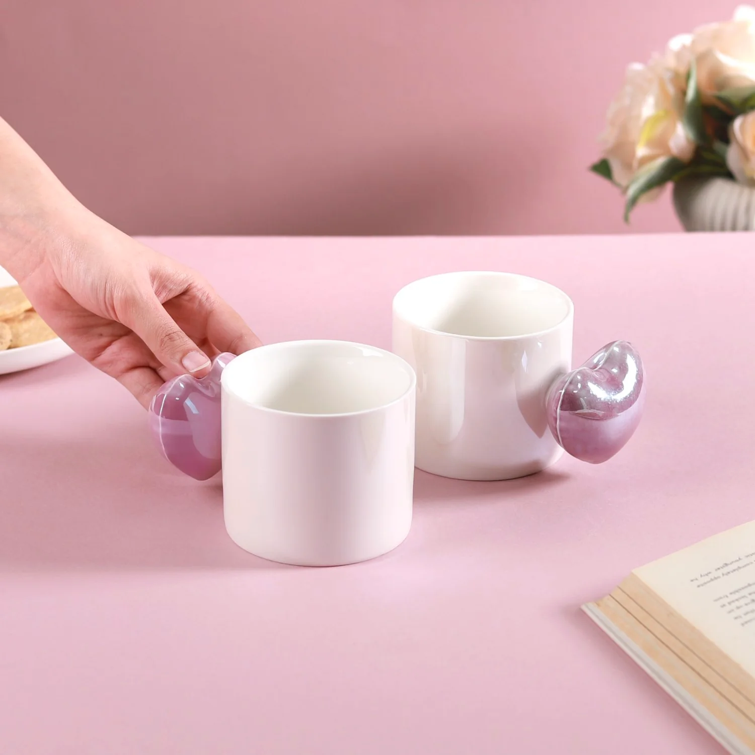 Balloon Heart Ceramic Coffee Mug Purple Set Of 2 330ml - Image 2