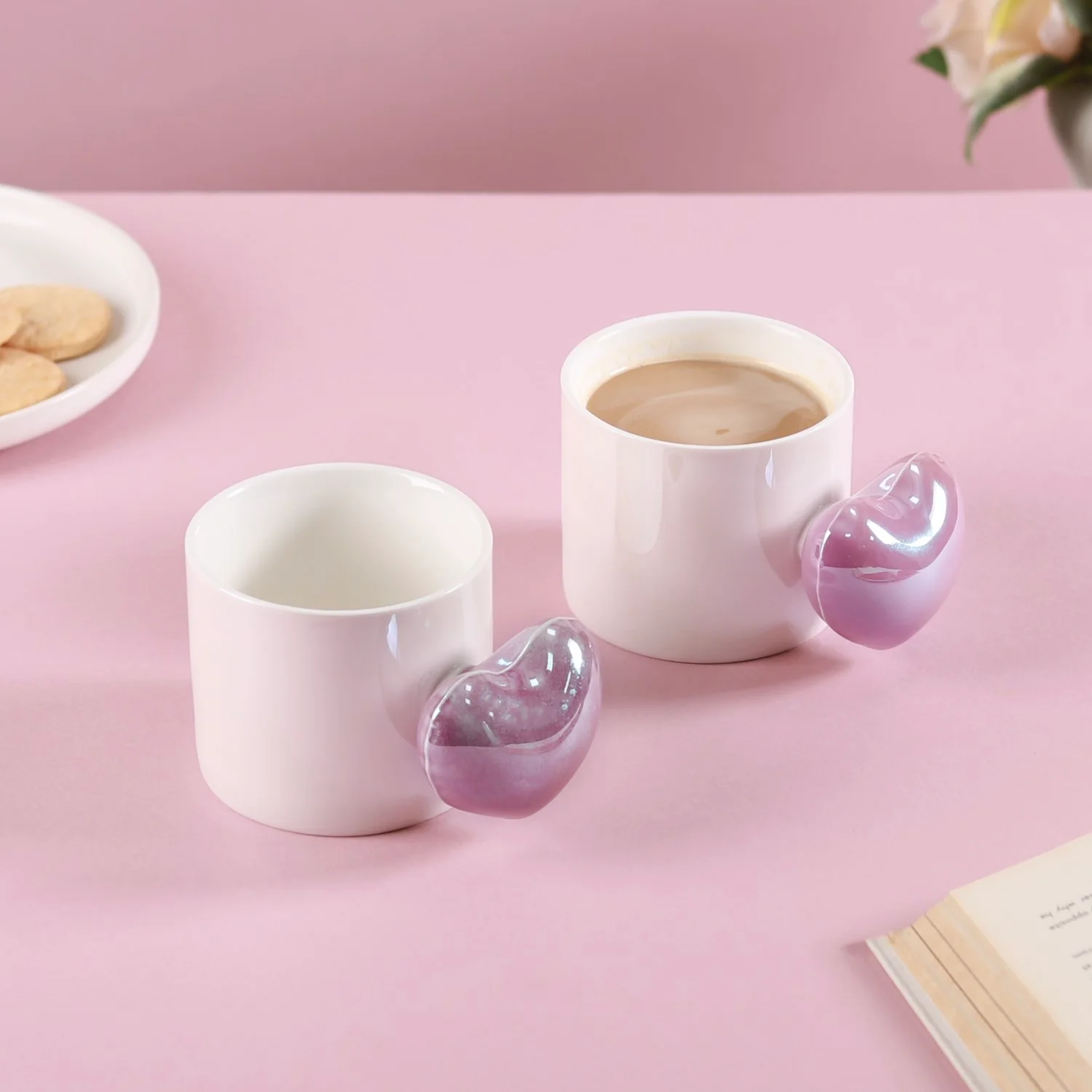 Balloon Heart Ceramic Coffee Mug Purple Set Of 2 330ml - Image 3