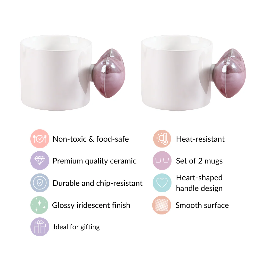 Balloon Heart Ceramic Coffee Mug Purple Set Of 2 330ml - Image 4