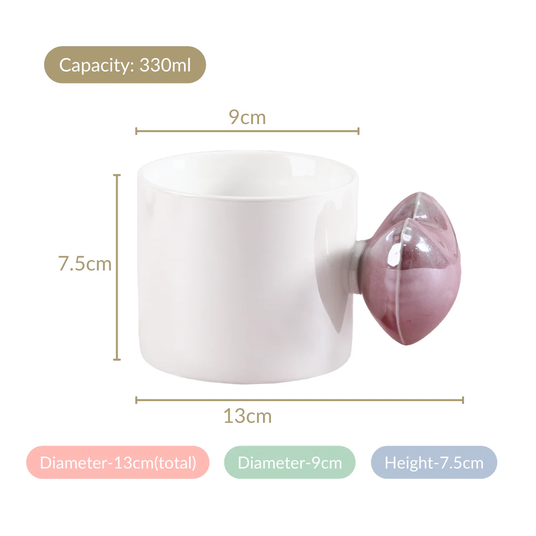 Balloon Heart Ceramic Coffee Mug Purple Set Of 2 330ml - Image 5