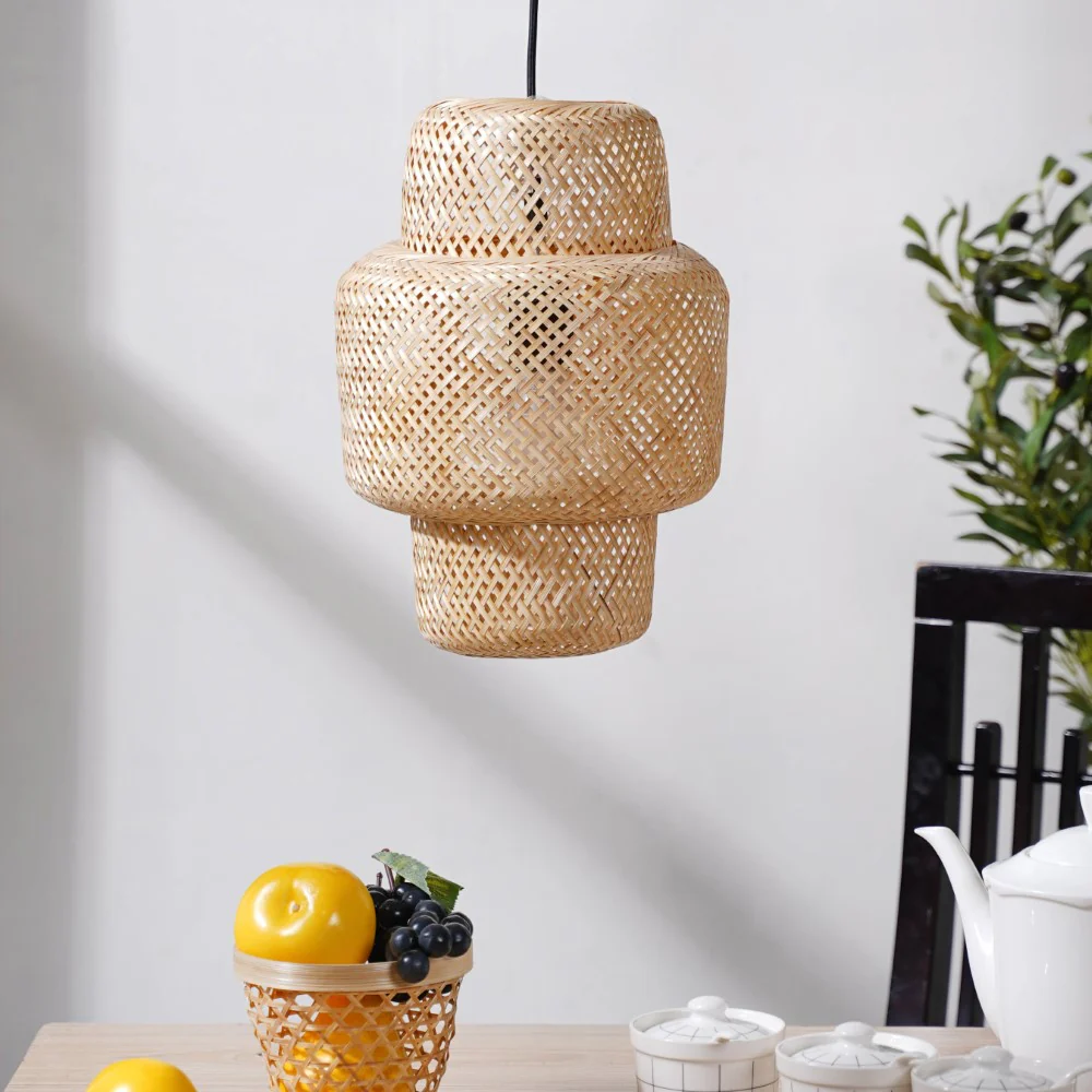 Bamboo Cylindrical Ceiling Lampshade 12 Inch - Image 4
