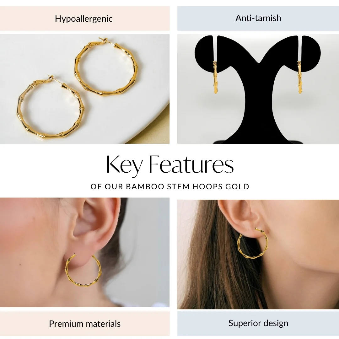 Bamboo Stem Hoops Gold - Image 4