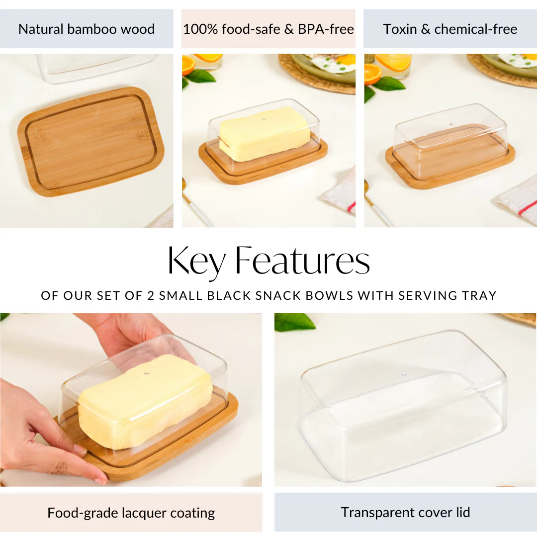 Bamboo Wood Butter Dish With Transparent Lid - Image 5