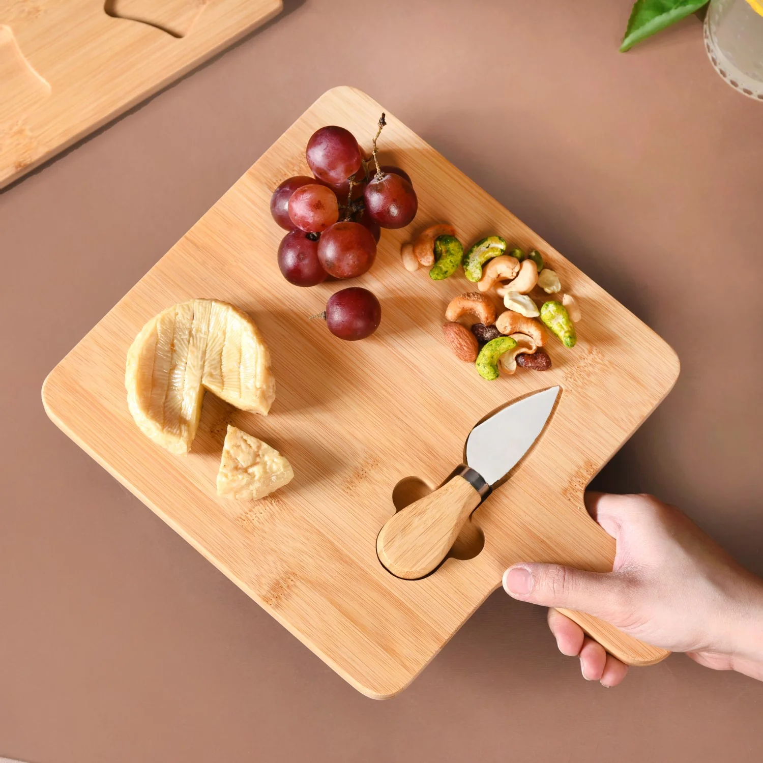 Bamboo Wood Cheese Platter With Parmesan Knife - Image 2