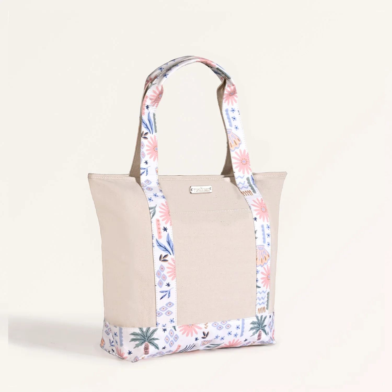 Beach Please Large Canvas Zipper Tote Bag - Image 4