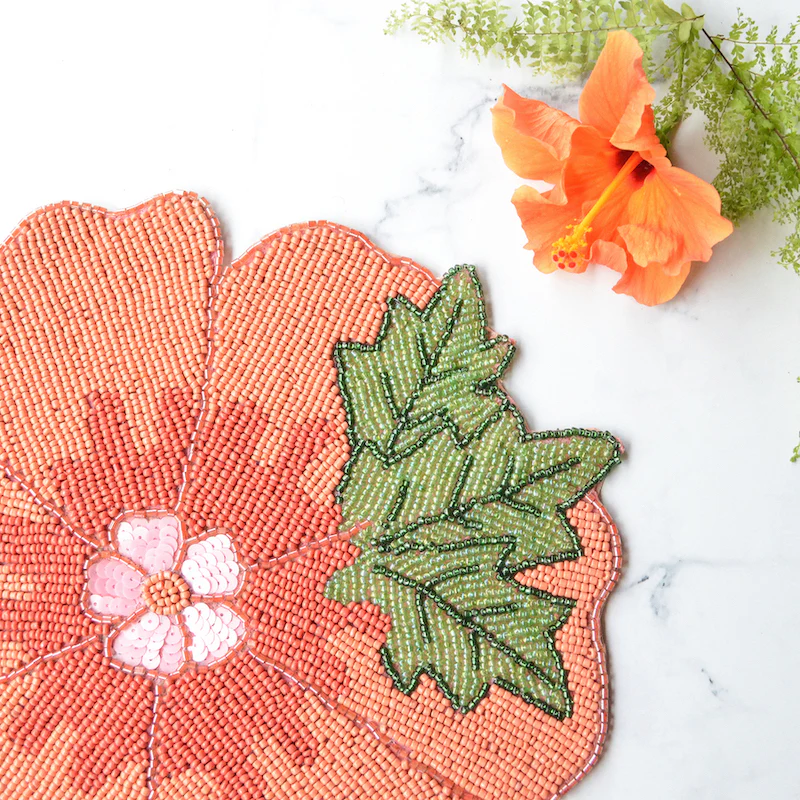 BEADS Flower Coaster and Mat - Orange (Set of 2) - Image 7