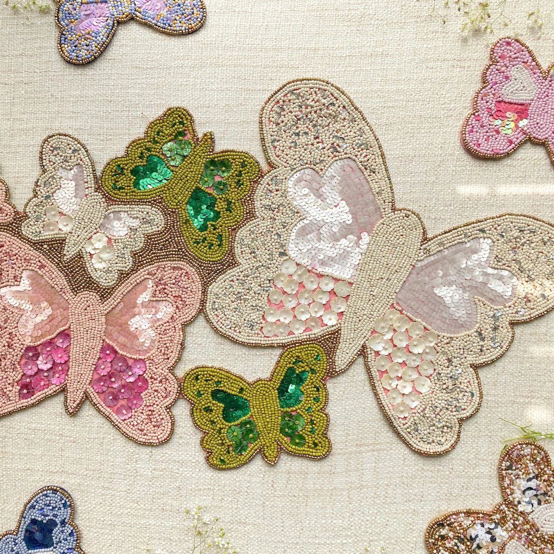 BEADS Butterfly Runner - Pink Green White - Image 8
