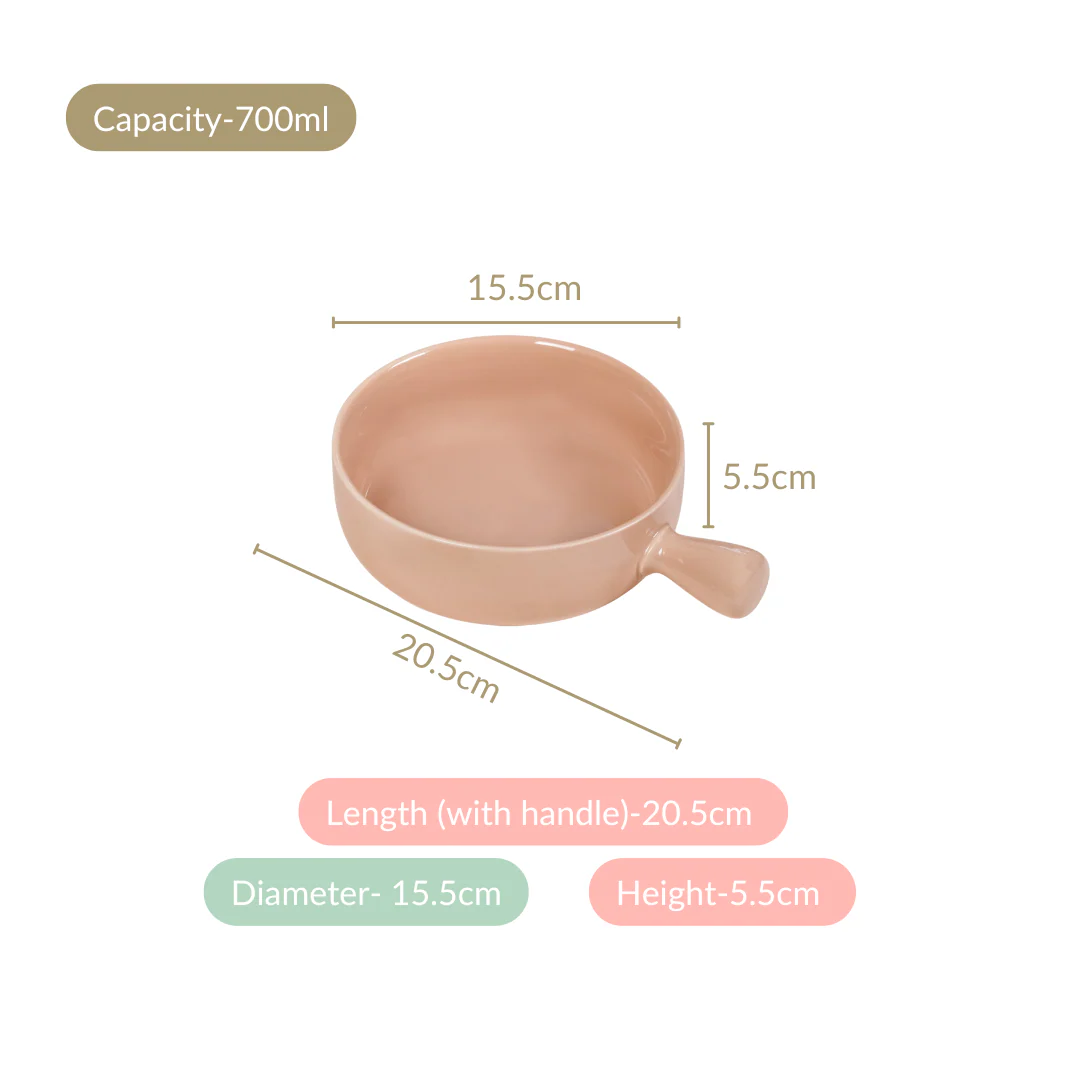 Beige Ceramic Bowl With Handle 700ml - Image 4