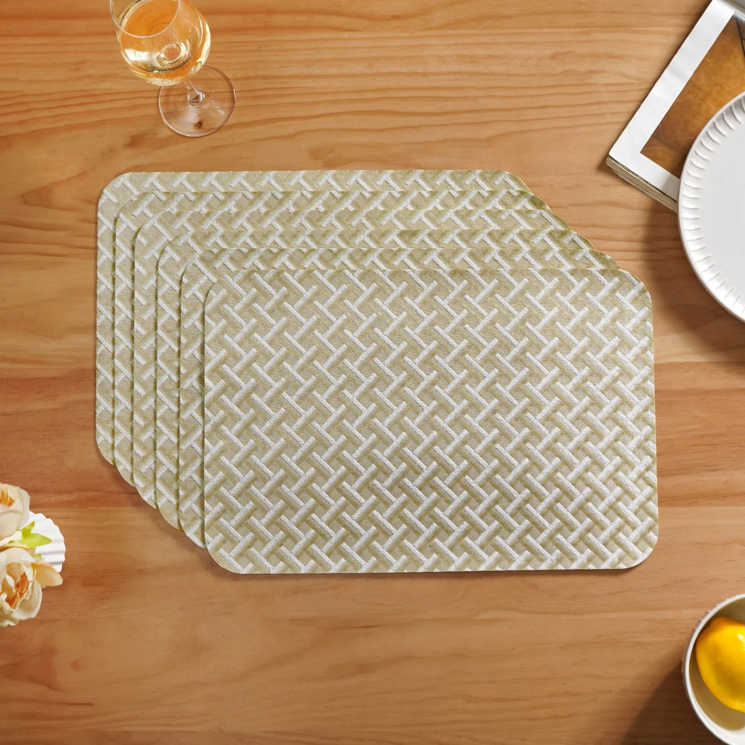 Beige Gold Chevron Tablemat Set Of 6 - Image 3