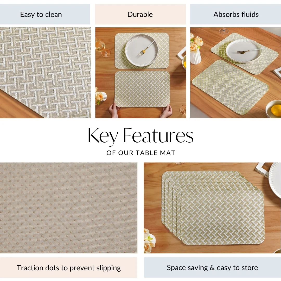 Beige Gold Chevron Tablemat Set Of 6 - Image 5