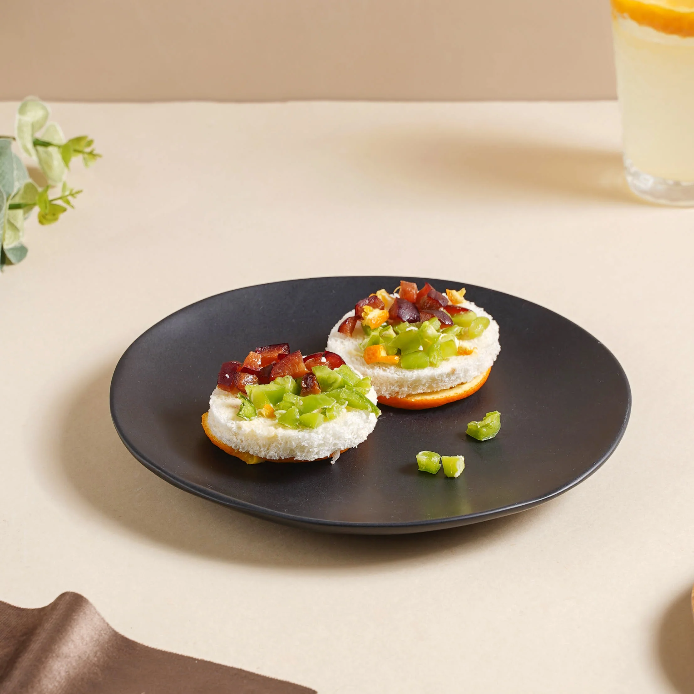 Bellinor Black Matte Snack Plate 8 Inch