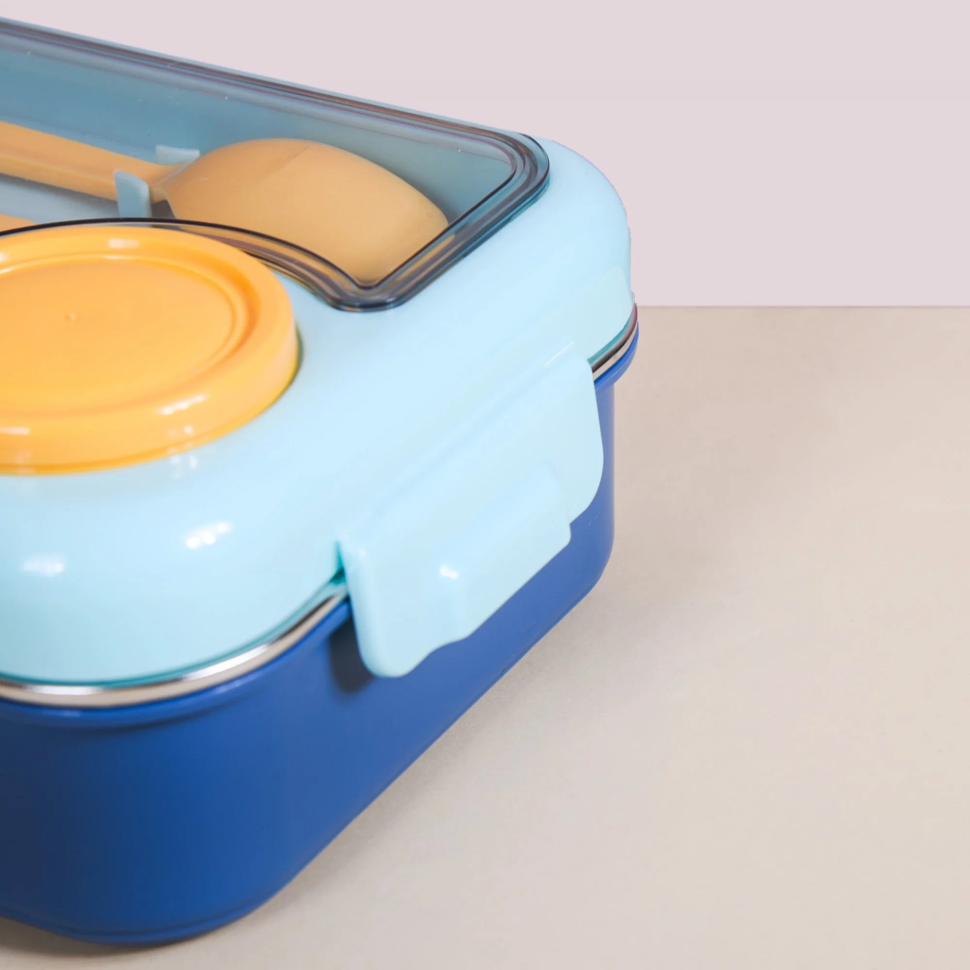 Bento Lunch Box With 3 Compartments Blue 750ml - Image 19