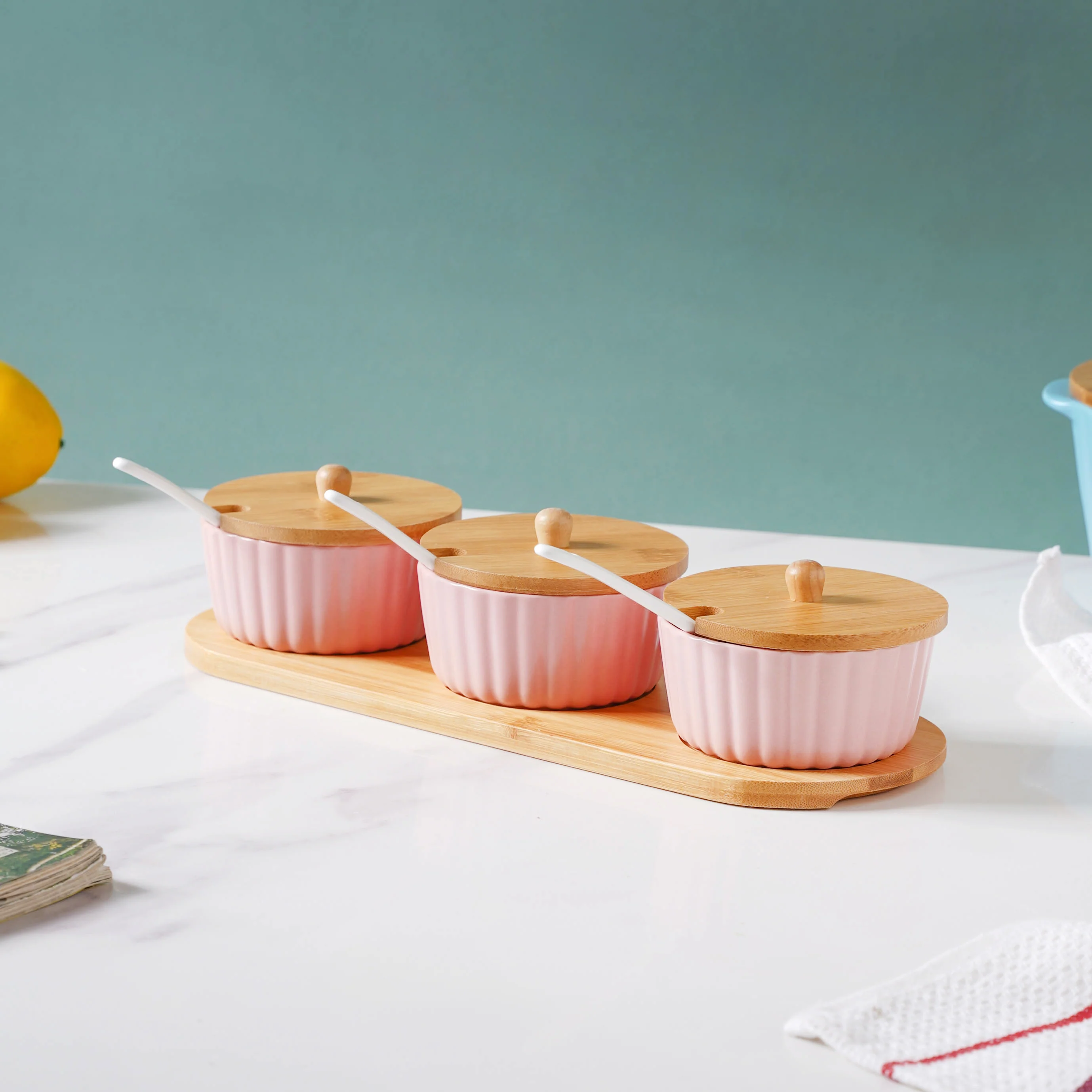 Berry Blush Pink Spice Jar Set Of 3 - Image 3