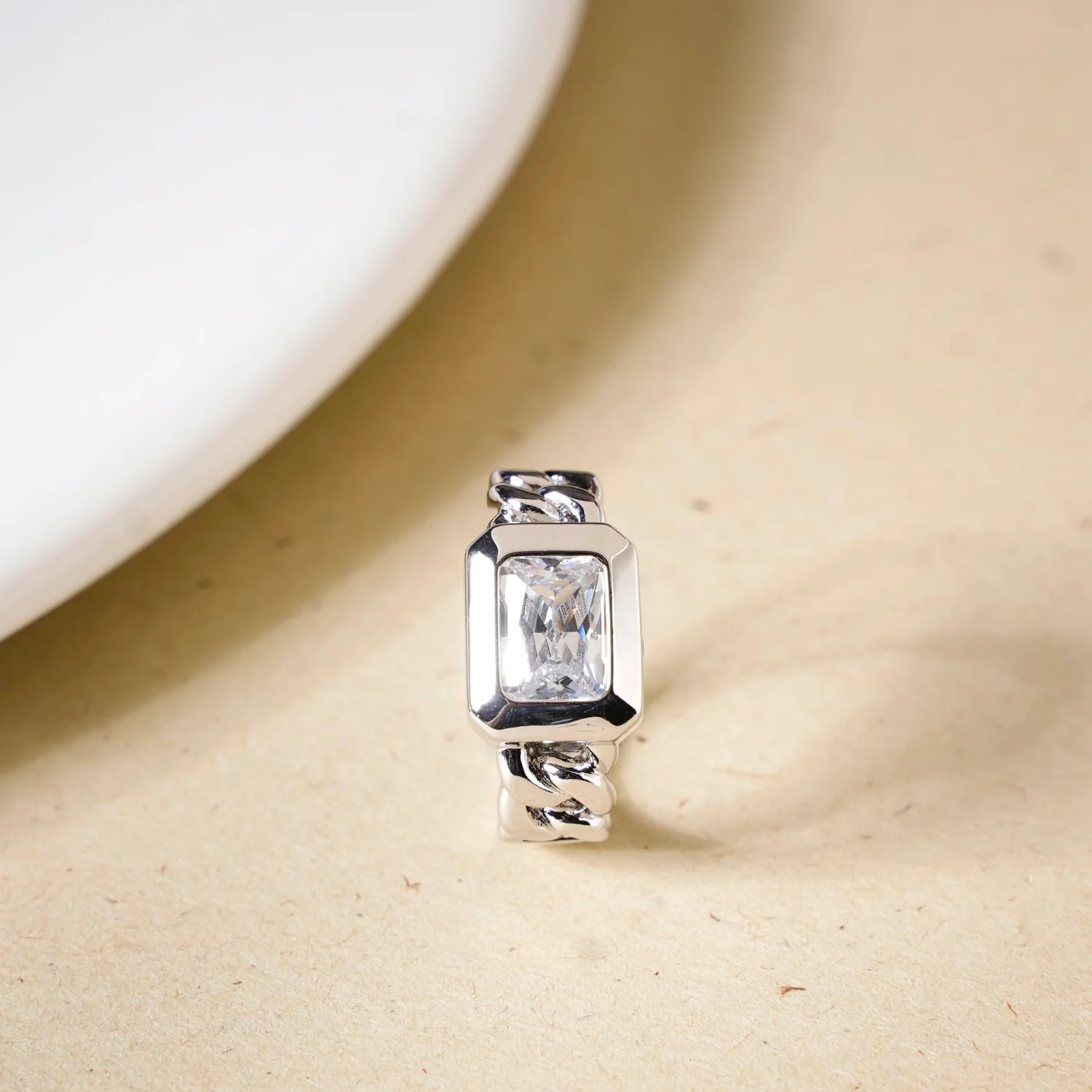 Bezel Cut Silver Ring - Image 5