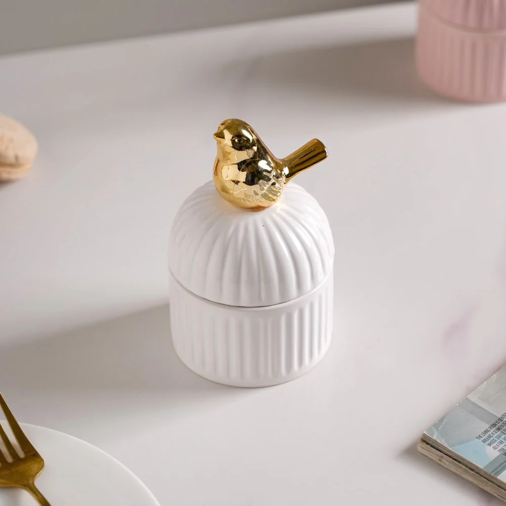Bird Ceramic Canister White - Image 5