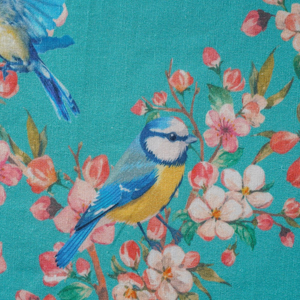 Birds Blossoms Cotton Printed Table Mat Blue Set Of 6 - Image 3