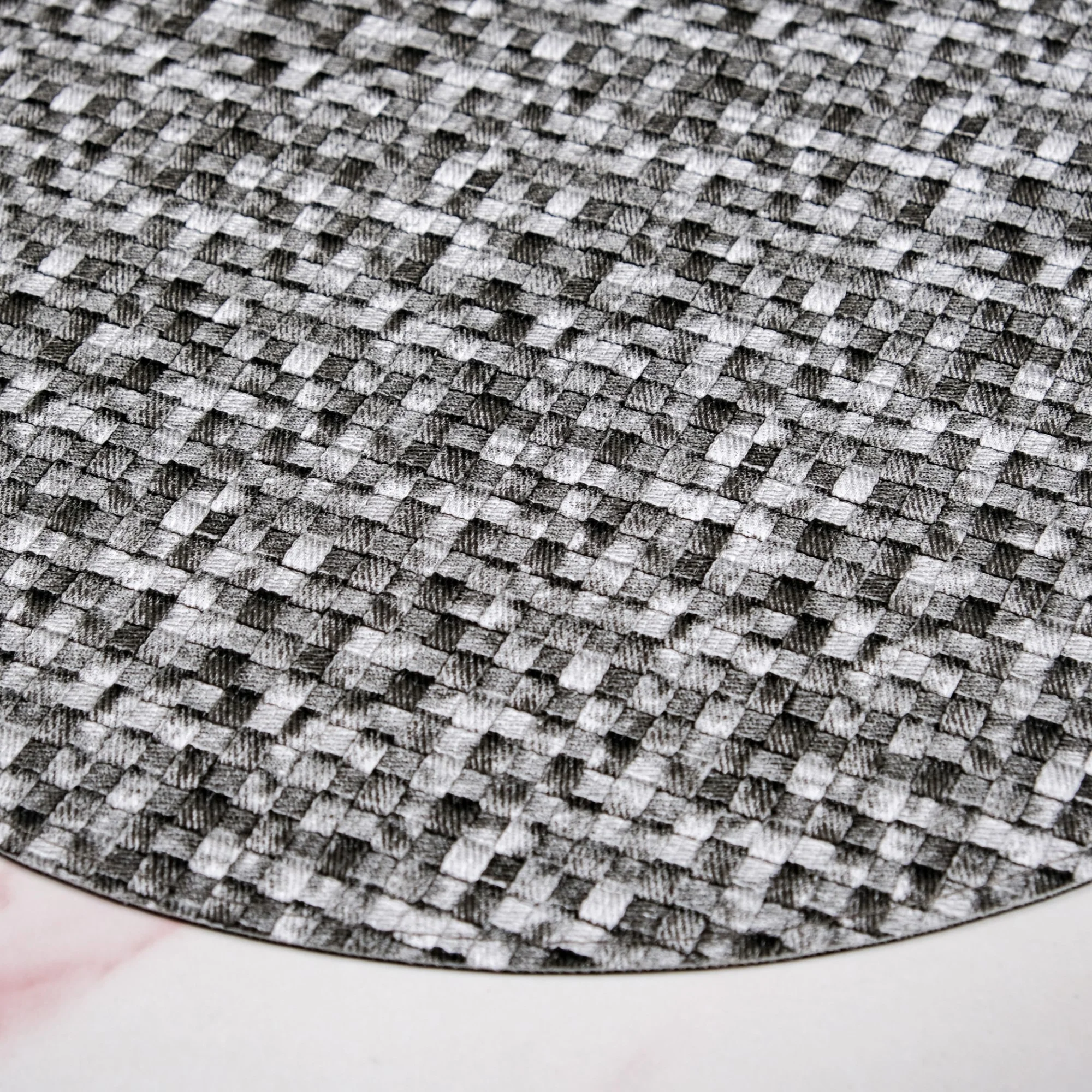 Black And White Intrecciato Weave Round Table Mat Set Of 6 - Image 3