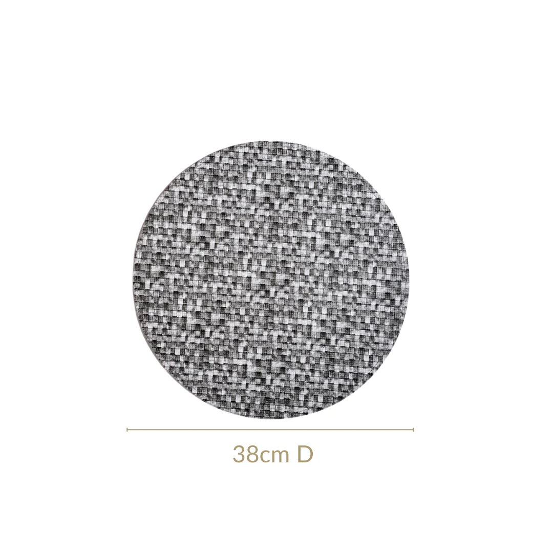 Black And White Intrecciato Weave Round Table Mat Set Of 6 - Image 4