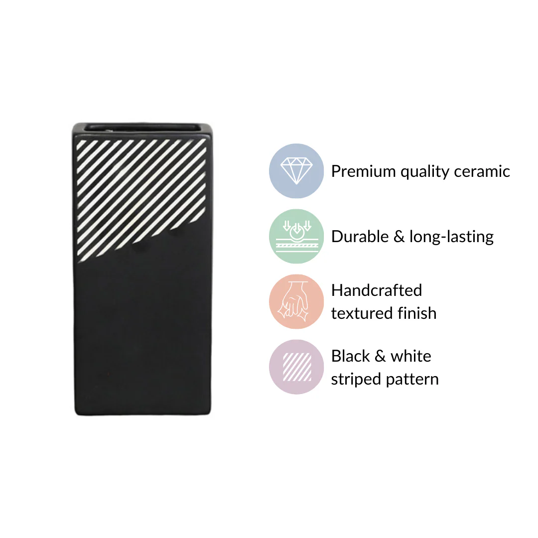Black And White Stripes Vase - Image 4
