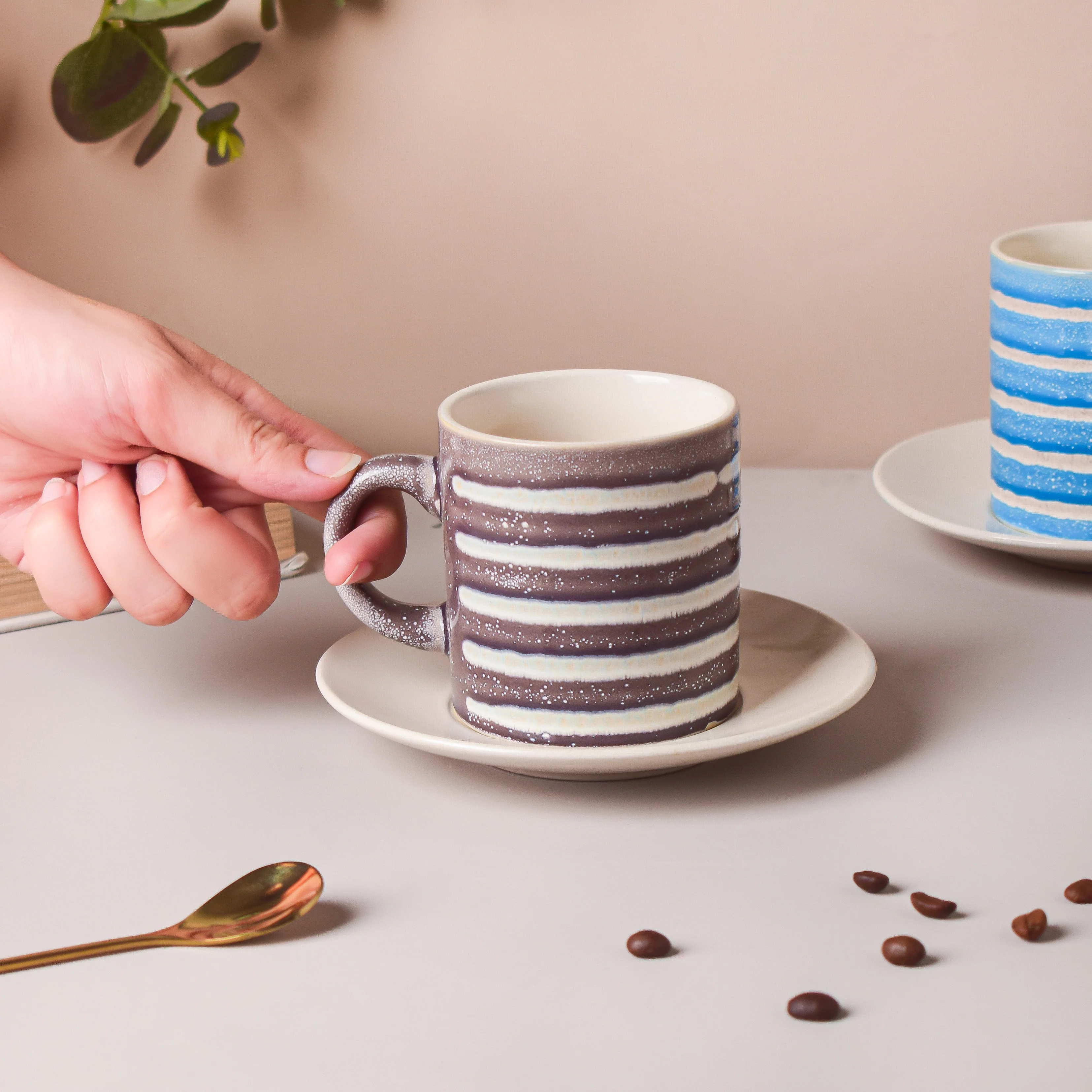 Black And White Textured Cup Set 150 ml - Image 3