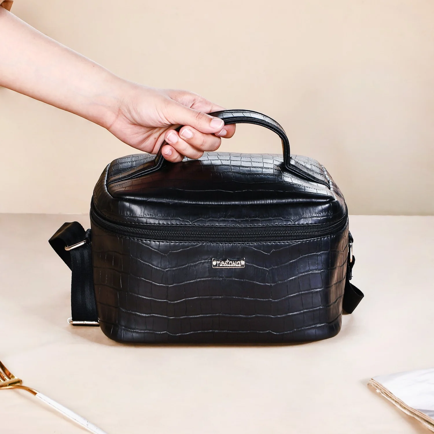 Black Croco Insulated Lunch Bag - Image 2