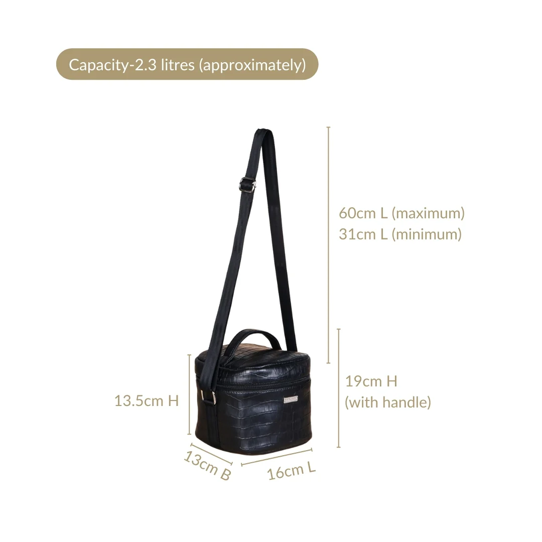 Black Croco Lunch Bag With Insulation - Image 4