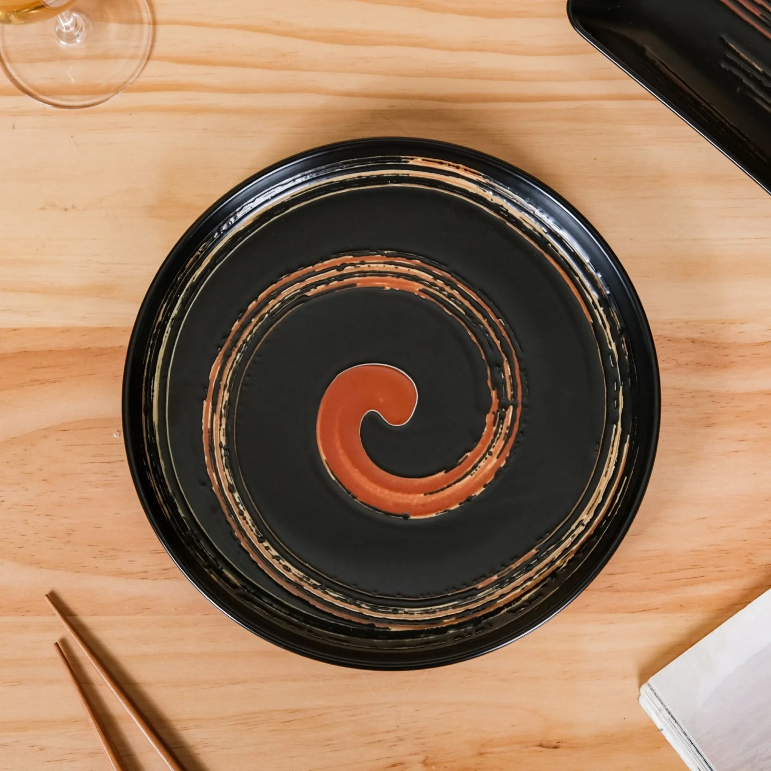 Black Exotic 22-Piece Ceramic Dinner Set For 6 - Image 5
