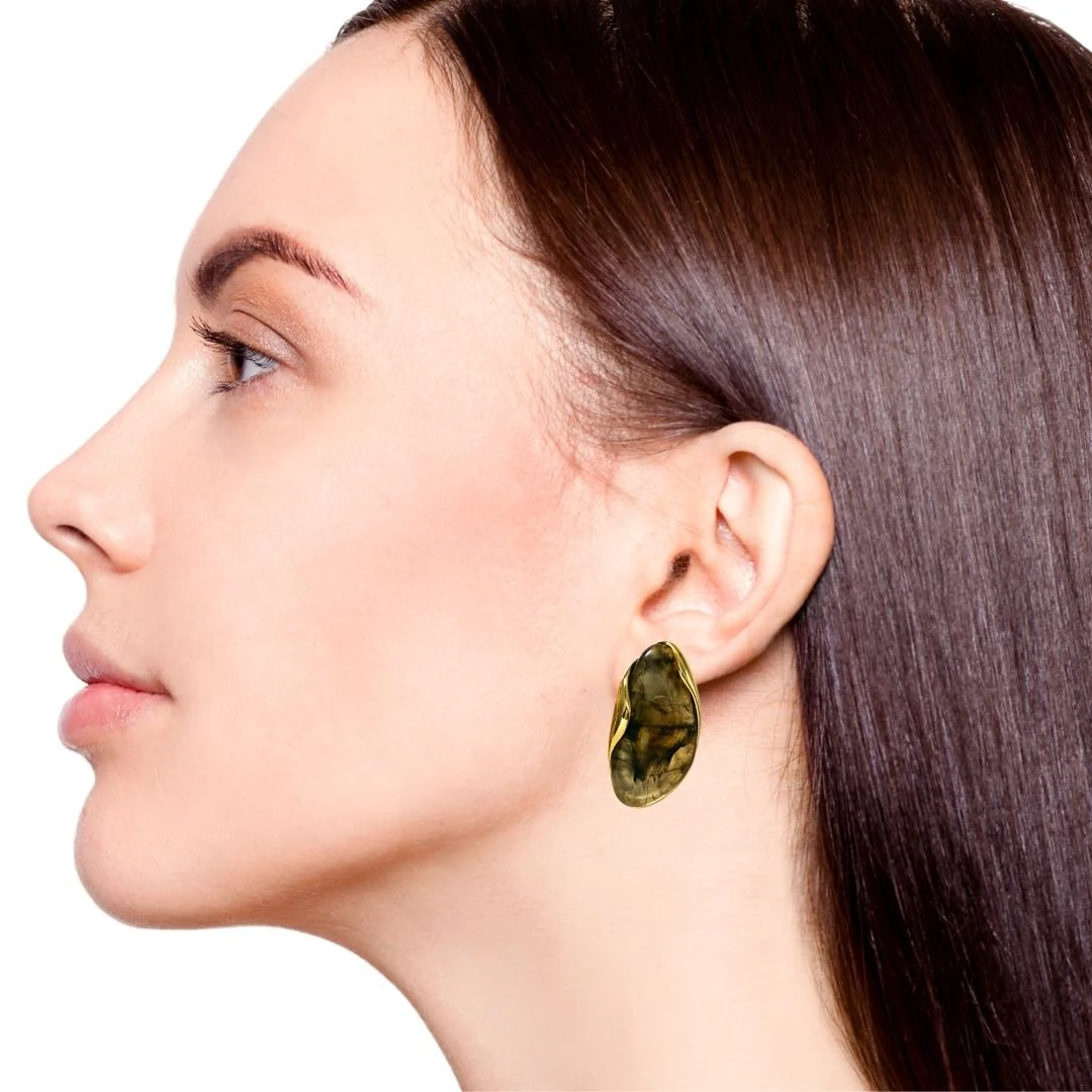 Black Gemstone Drop Earrings - Image 5