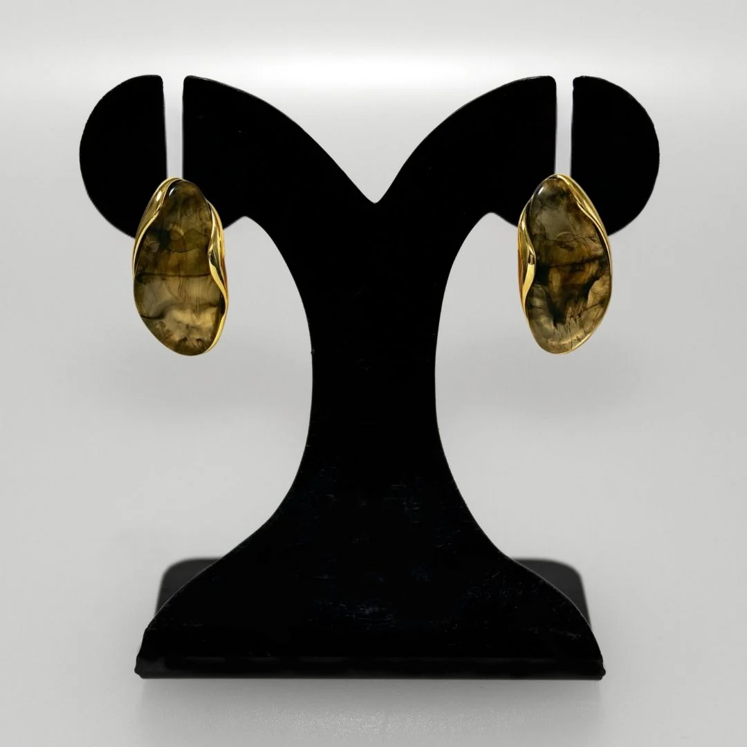 Black Gemstone Drop Earrings - Image 6