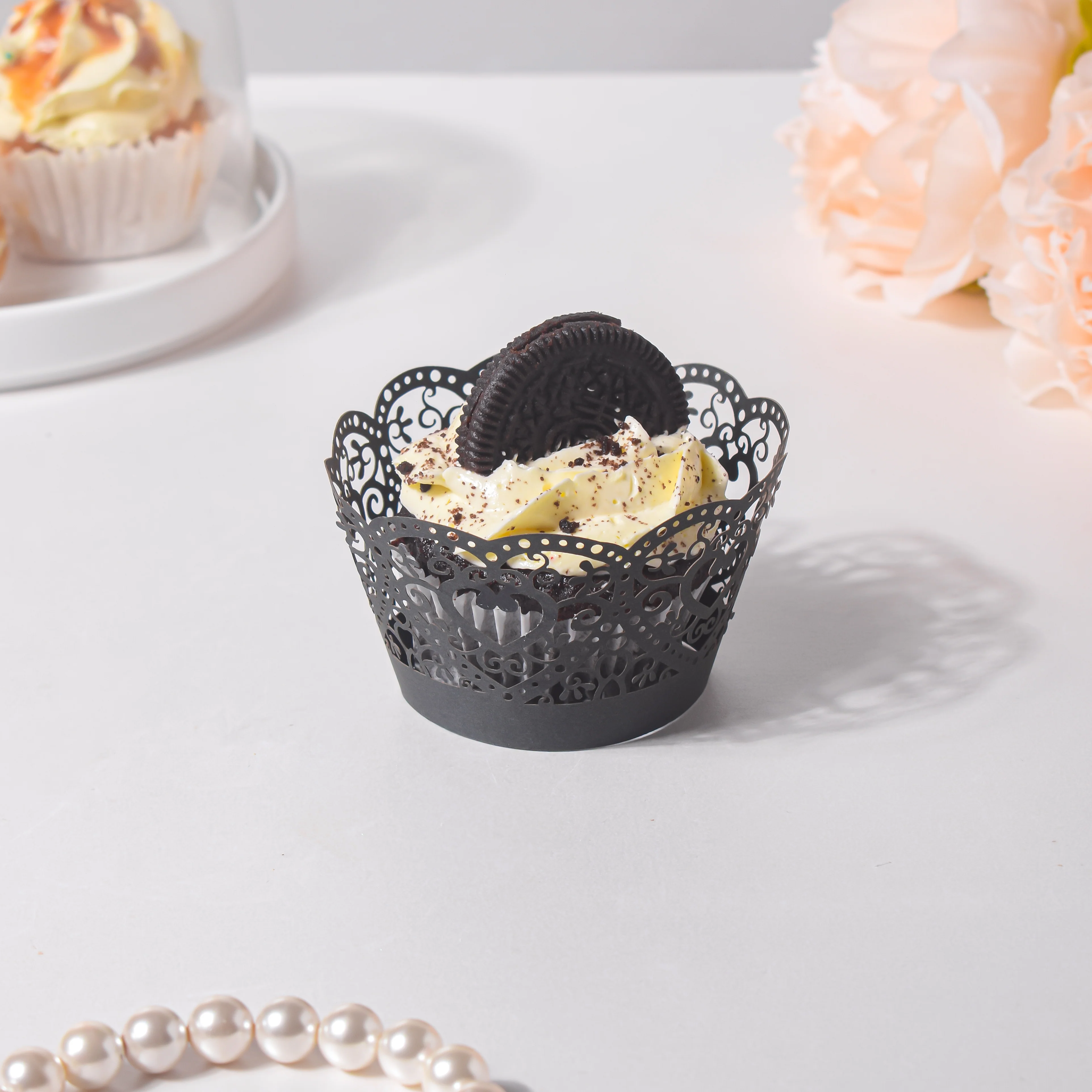 Black Heart Lace Cupcake Wrapper Set of 20 - Image 5