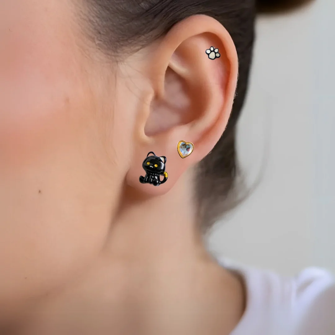 Black Kitty Studs Set Of 3 - Image 6