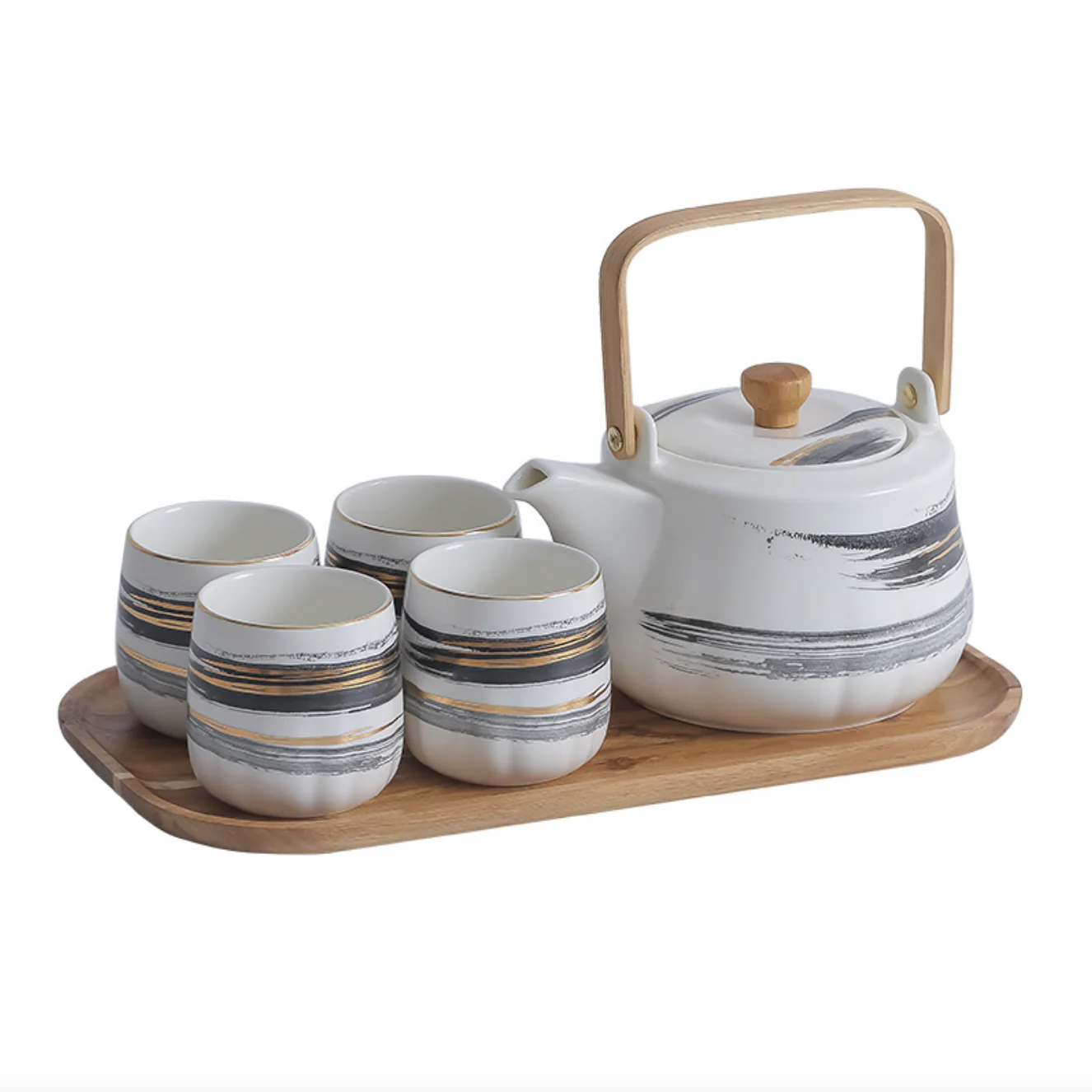 Black Porcelain Tea Pot Set - Image 2