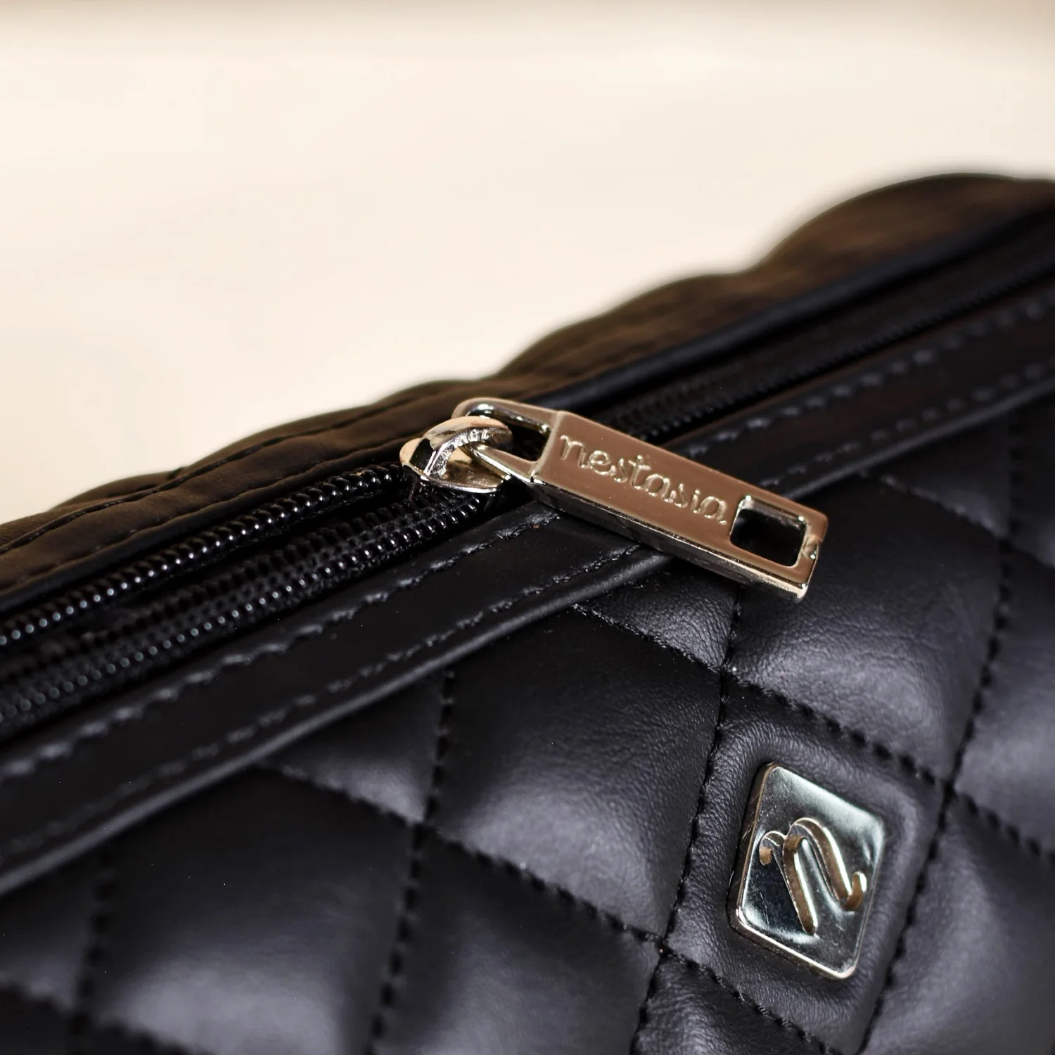 Black Quilted Mini Barrel Bag - Image 9