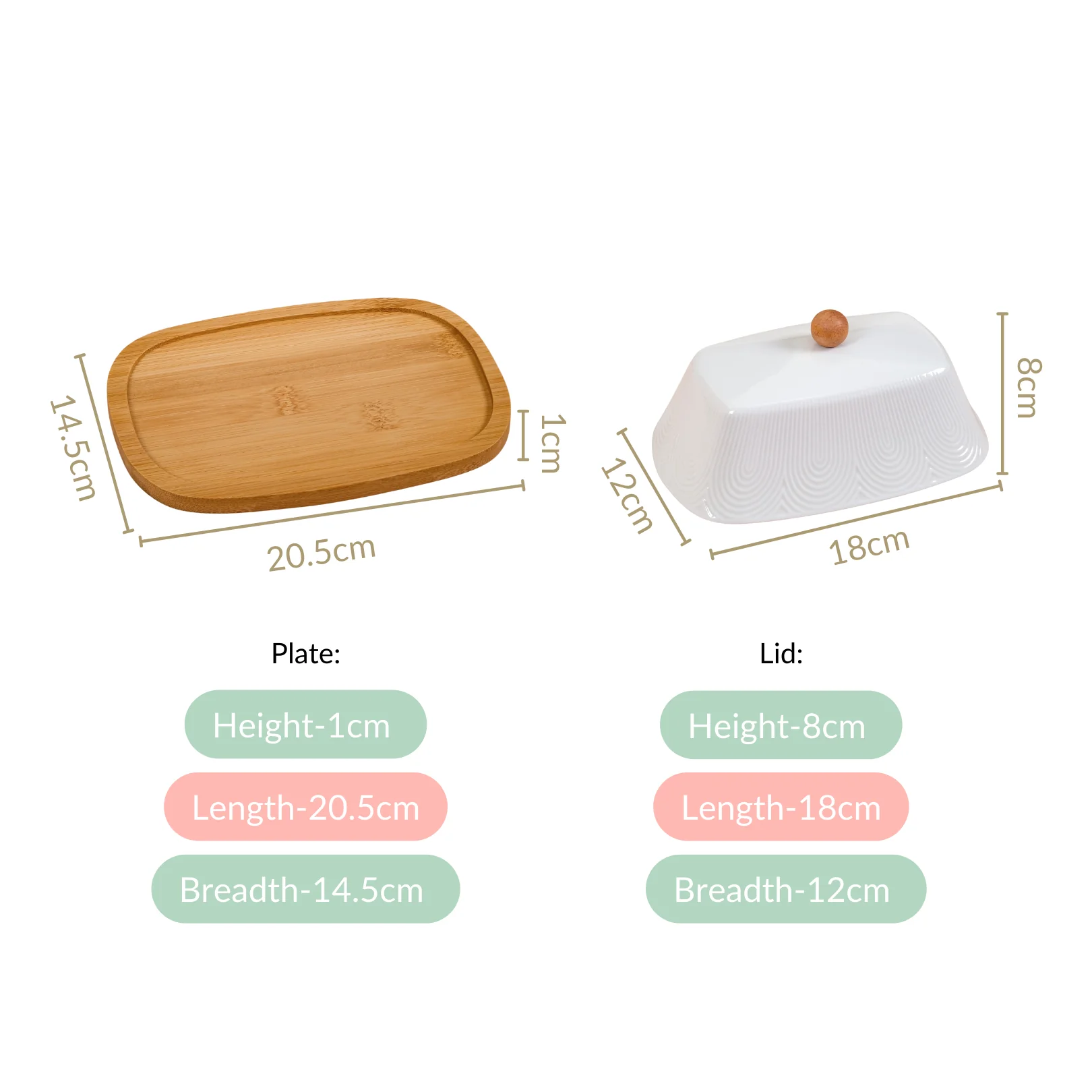 Blanca Rectangular Wooden Butter Dish With Ceramic Lid - Image 4