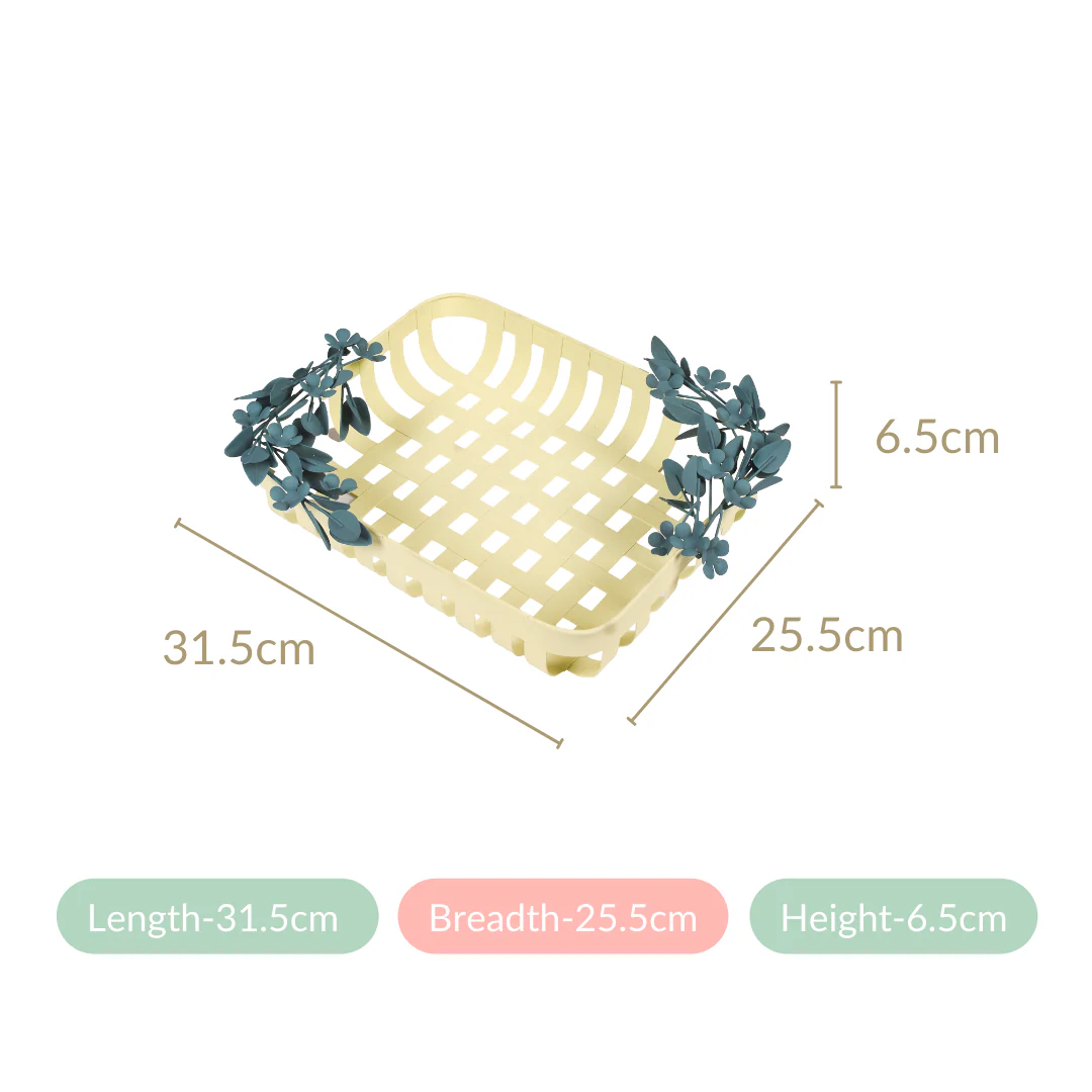 Bloom Metal Decorative Basket Yellow 13x10 Inch - Image 5