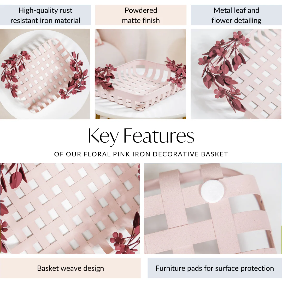 Bloom Pink Decorative Basket 13x10 Inch - Image 5