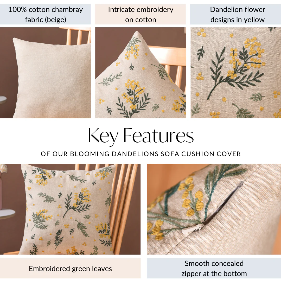 Blooming Dandelions Sofa Cushion Cover 40x40cm - Image 5