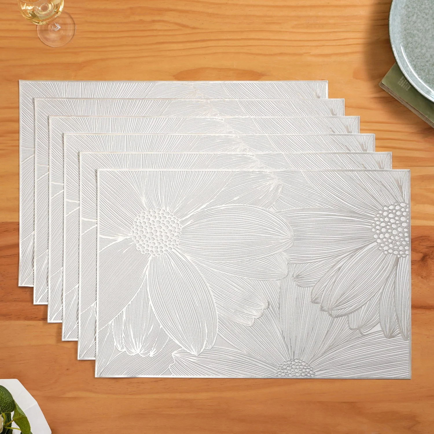 Blooming Flower Silver Table Mat Set Of 6 - Image 7