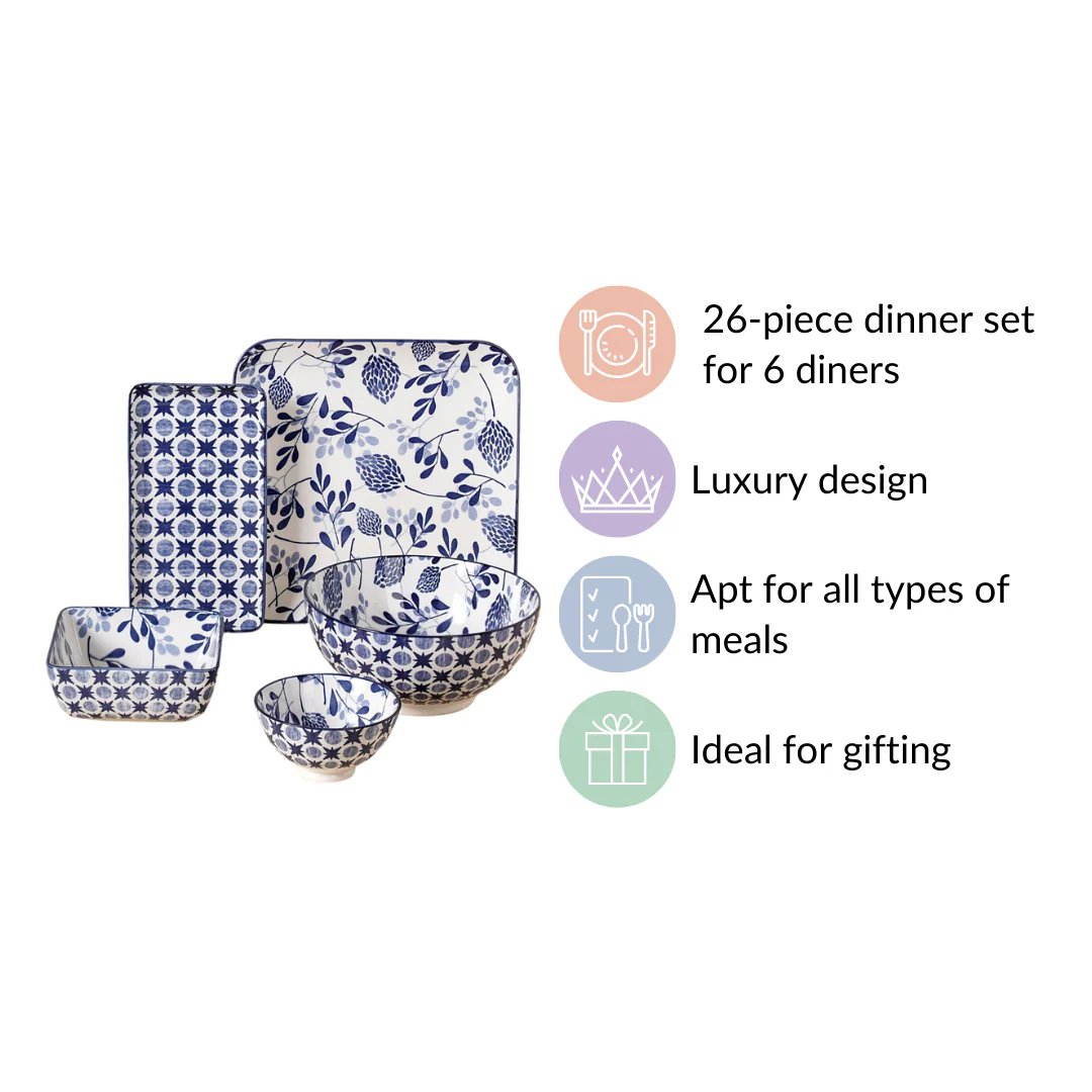 Blue 26 Piece Dinnerware Set For 6 - Image 12