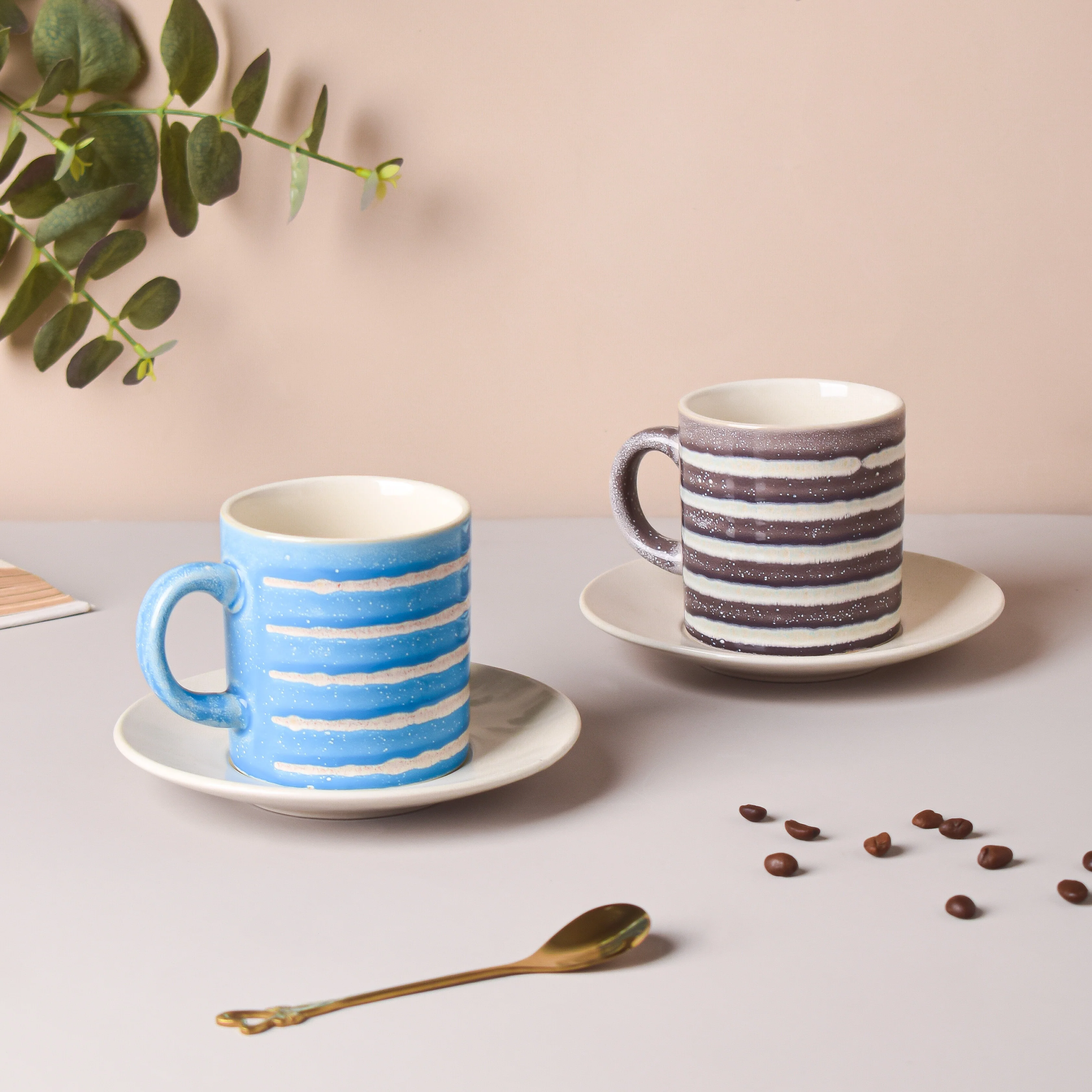 Blue And White Textured Cup Set 150 ml - Image 6