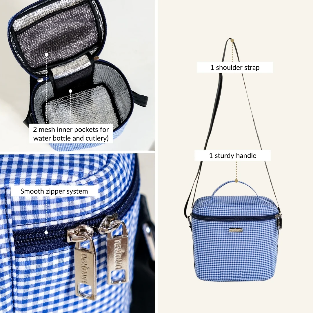 Blue Gingham Insulated Lunch Bag - Image 6
