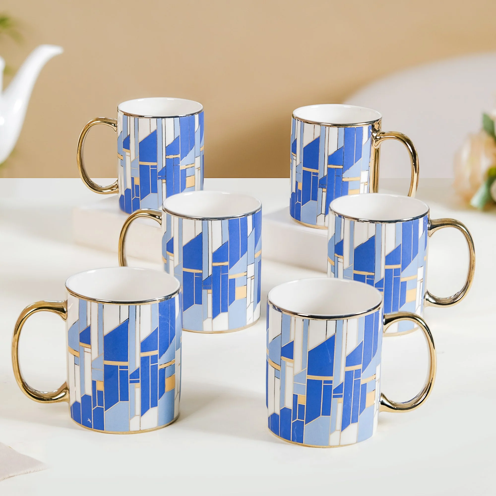 Blue Gold Tea Cup Set of 6 350ml - Image 10