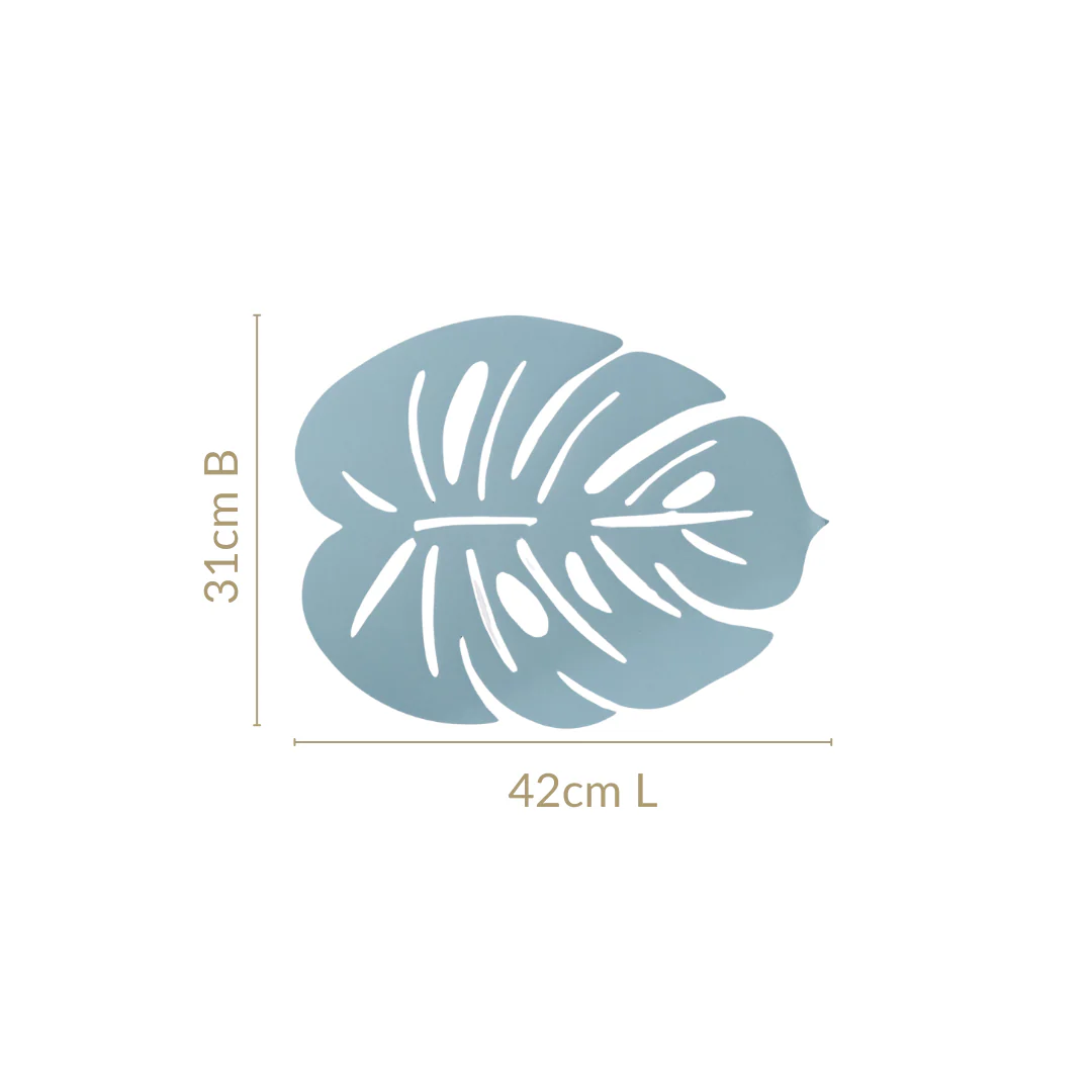 Blue Laser Cut Monstera Leaf Table Mat Set Of 6 - Image 4