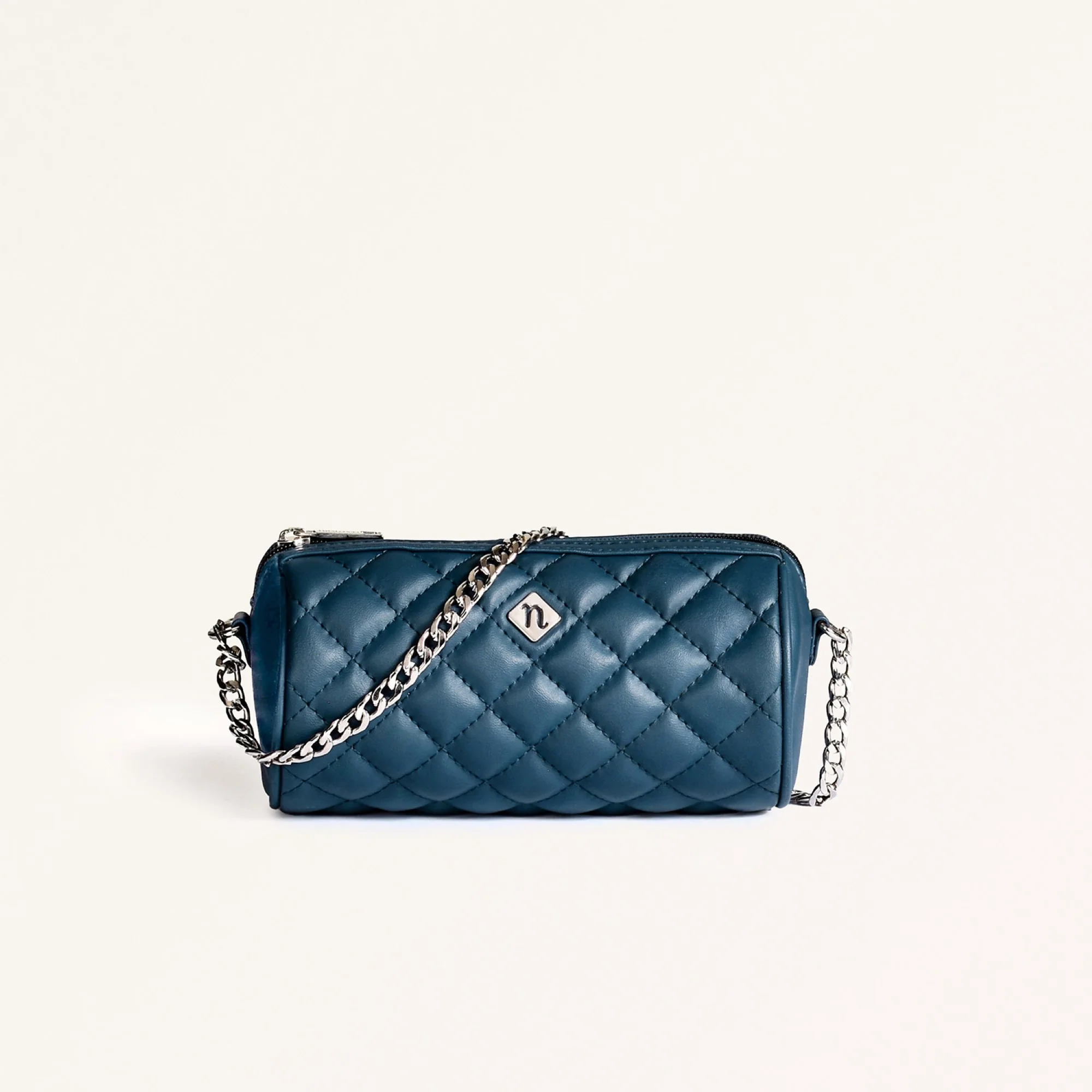 Blue Mini Barrel Bag With Chain Strap - Image 4