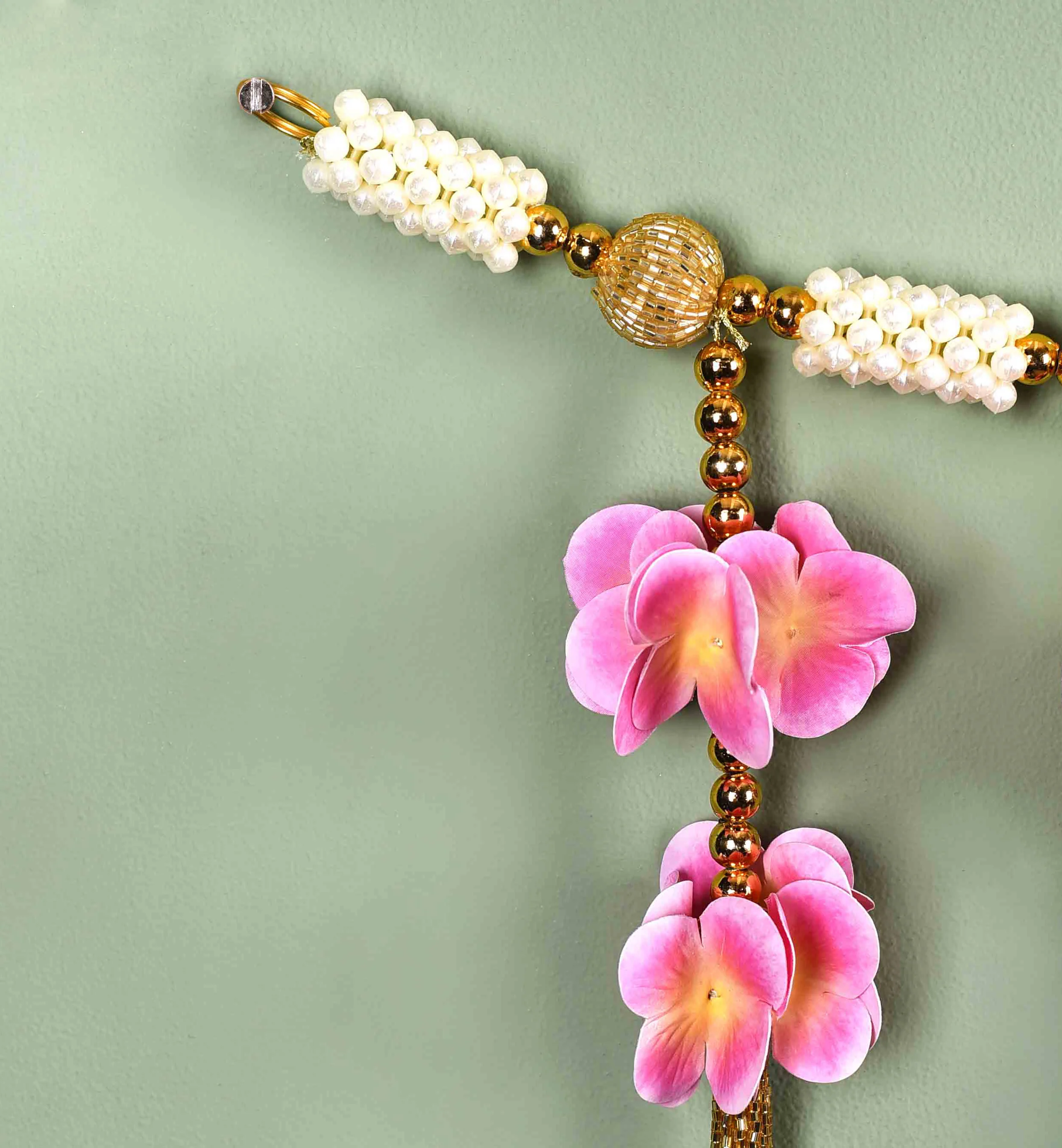 Blush Pink Floral Toran For Entrance Decor - Image 6