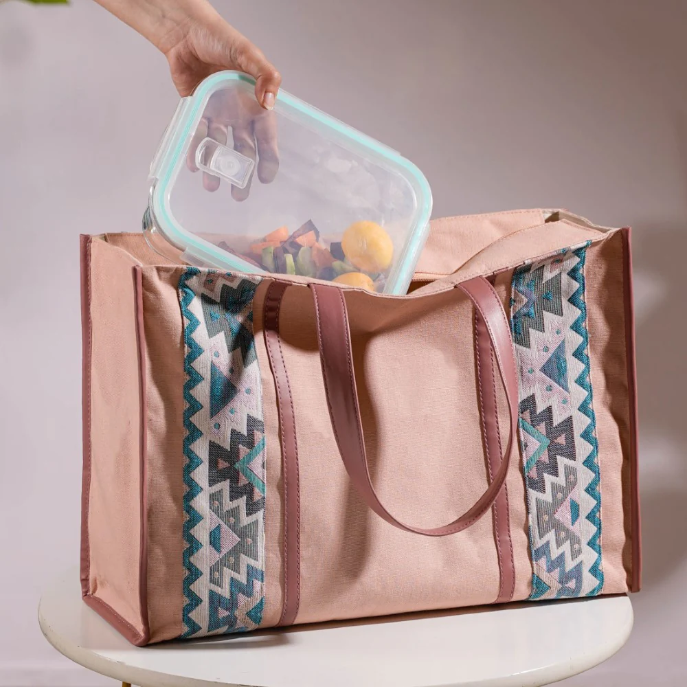 Boho Shopper Bag Pink Set Of 2 - Image 6