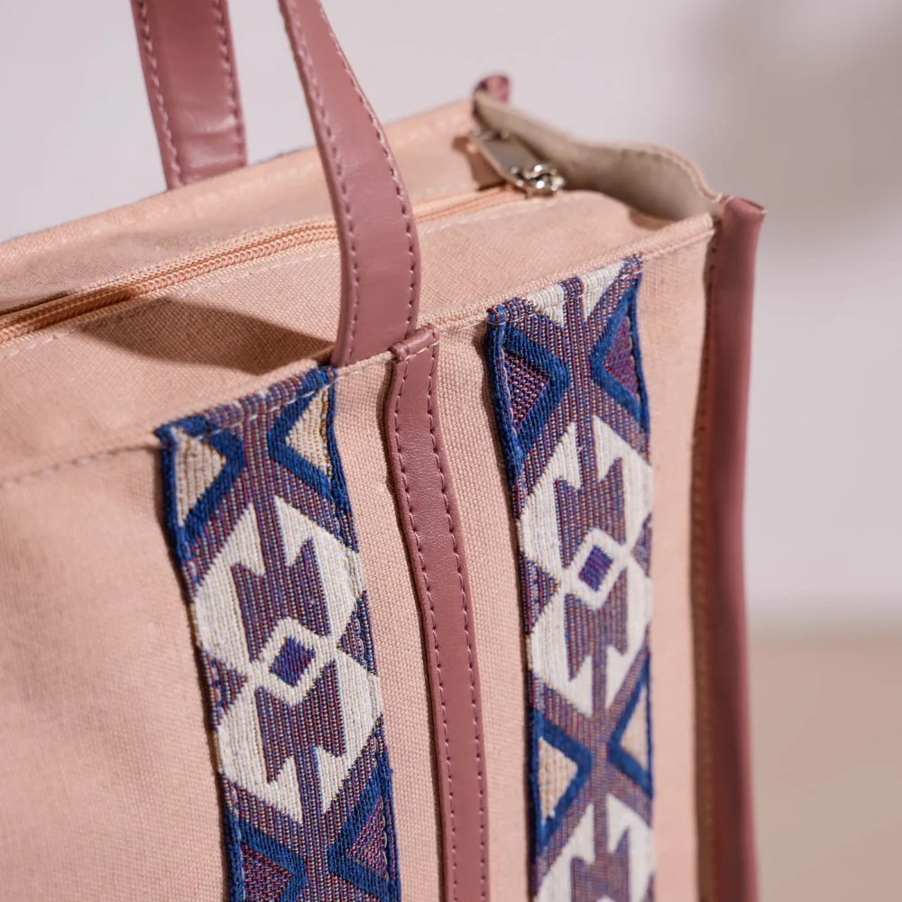 Boho Shopper Bag Pink Small 12 x 10 Inch - Image 12