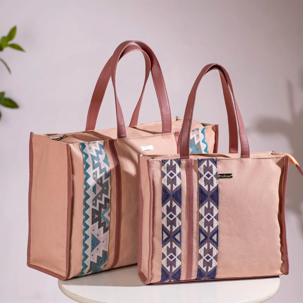 Boho Shopper Bag Pink Small 12 x 10 Inch - Image 18