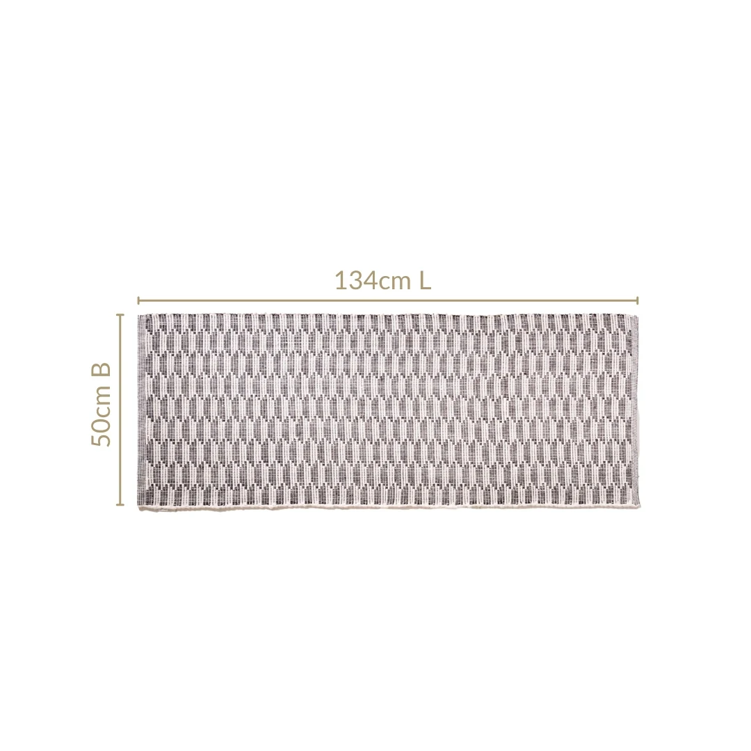 Boho Weave Floor Runner Cotton Mat Brown White 134x50cm - Image 2