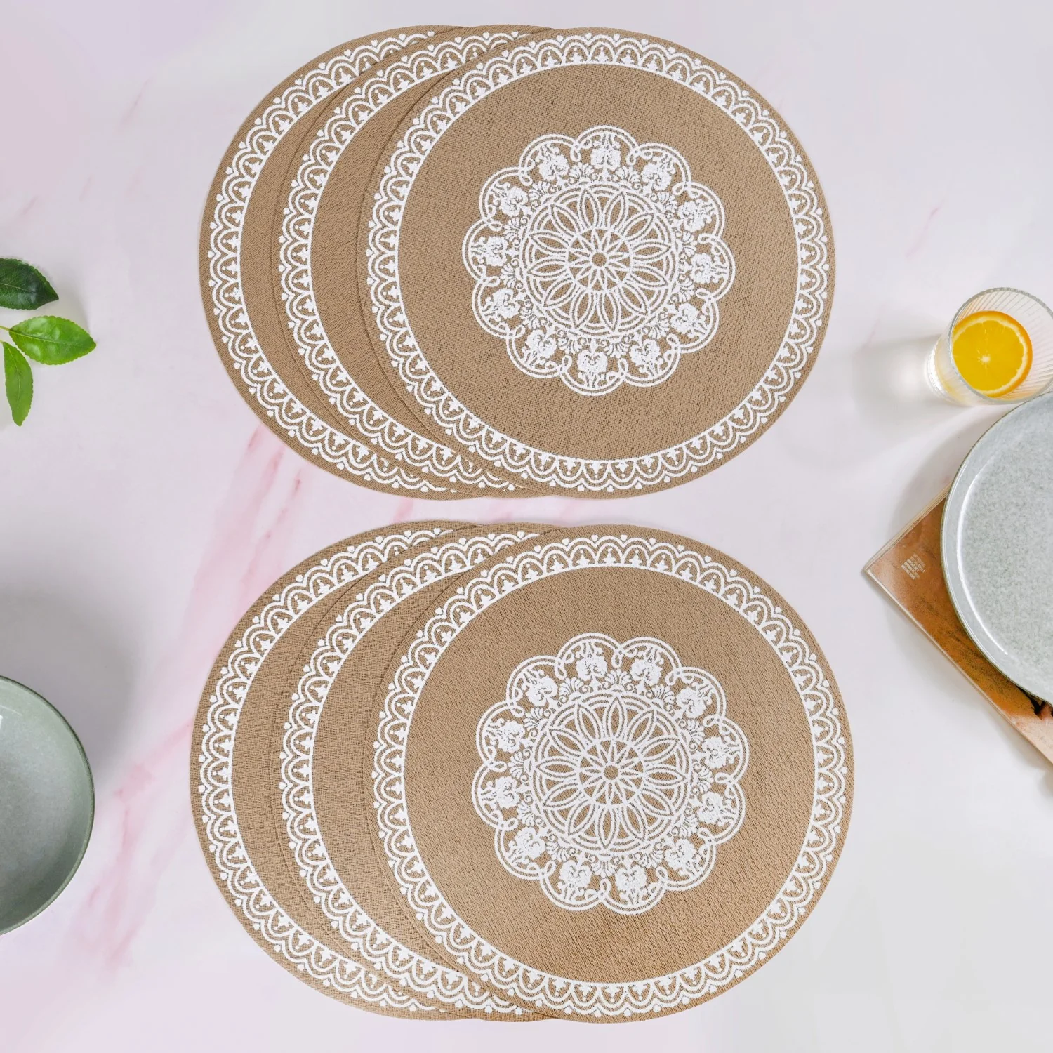 Boho White Mandala Table Mat Set Of 6 - Image 8